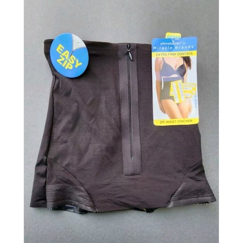 NWT Slim Shaper by Miracle Brands  M  Black Waist Slimming Cincher
